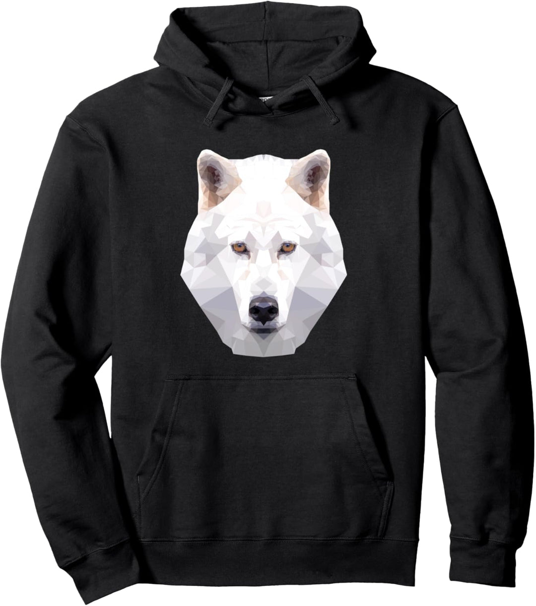 Weisser Wolf Pullover Hoodie