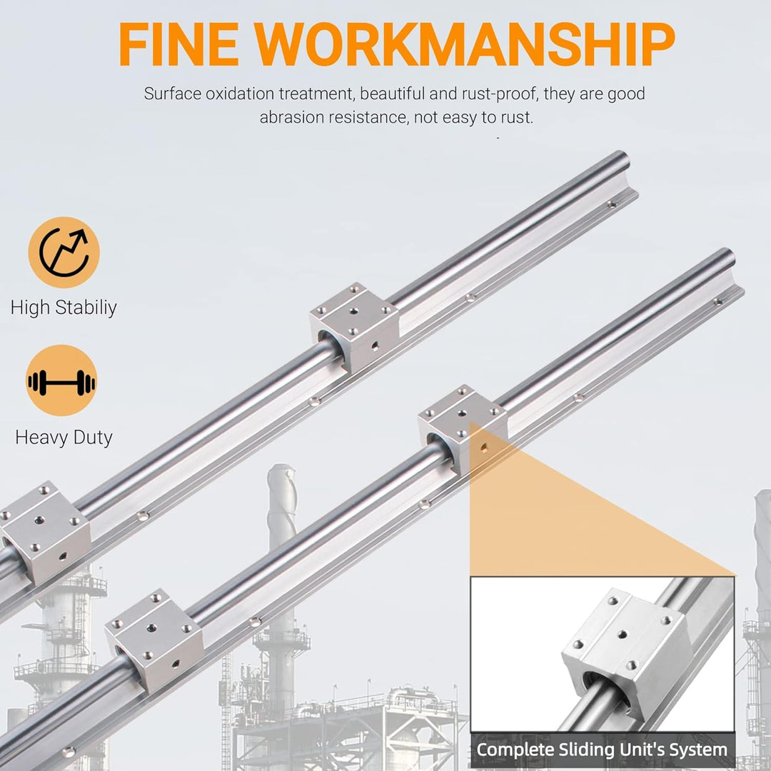 CNCYEAH 2 stücke Linear Schiene SBR16-400mm 16 MM Linearlager Schiene Gleitführung Welle + 4 Stücke