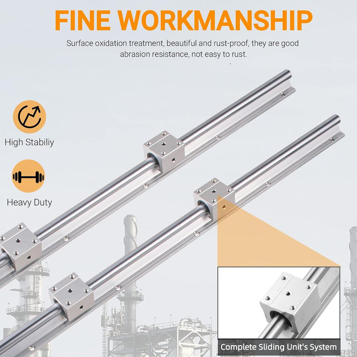 CNCYEAH 2Pcs SBR20 Linearführung 800mm mit Griffe, 2Pcs Gleitschiene Welle mit+4Pcs SBR20UU Linearwa