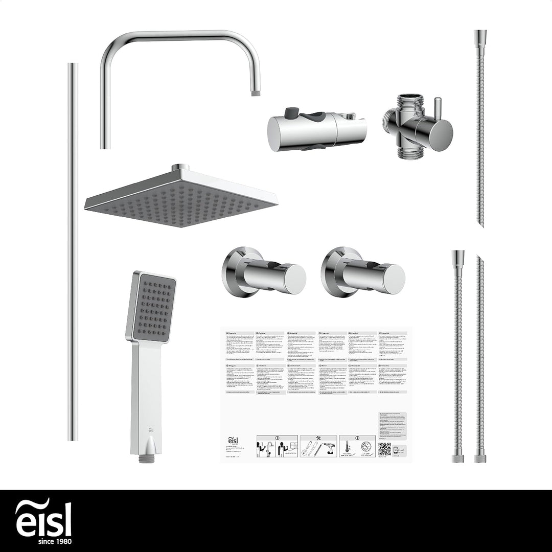 EISL EASY ENERGY Duschset, Duschsäule 2 in 1 mit grosser Regendusche (176 x 176 mm) und Handbrause,