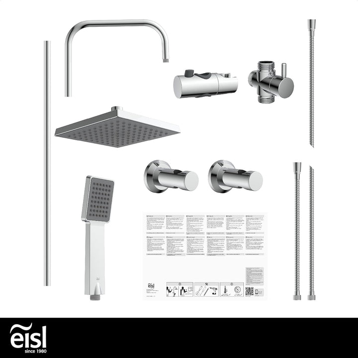 EISL EASY ENERGY Duschset, Duschsäule 2 in 1 mit grosser Regendusche (176 x 176 mm) und Handbrause,
