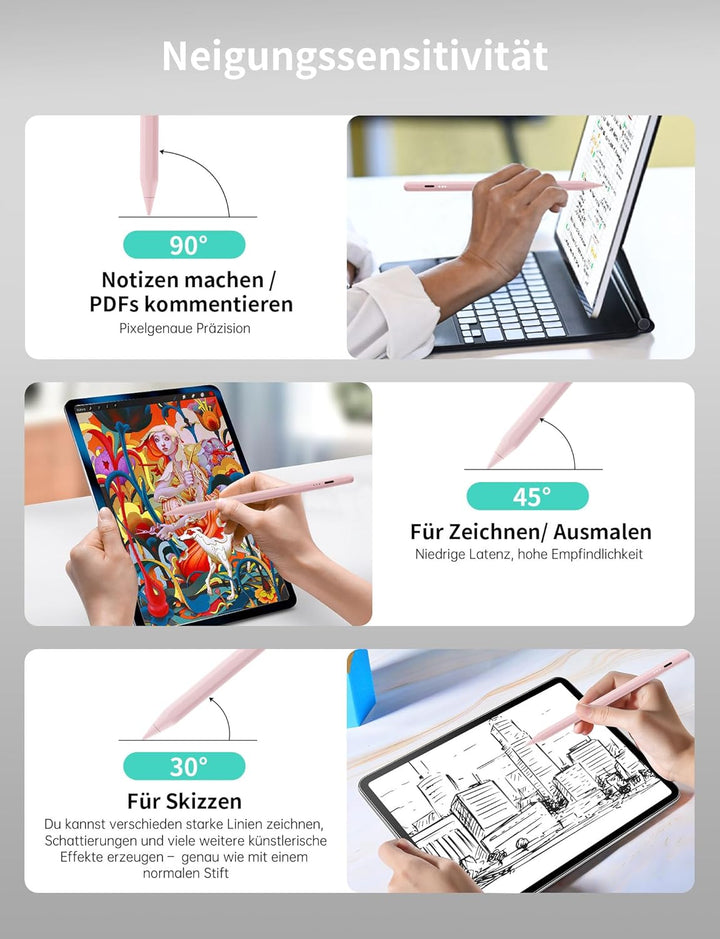 MEKO Stift für iPad 2018-2024 mit Schnellladeleistung Palm Rejection und Neigungssensitivität für iP