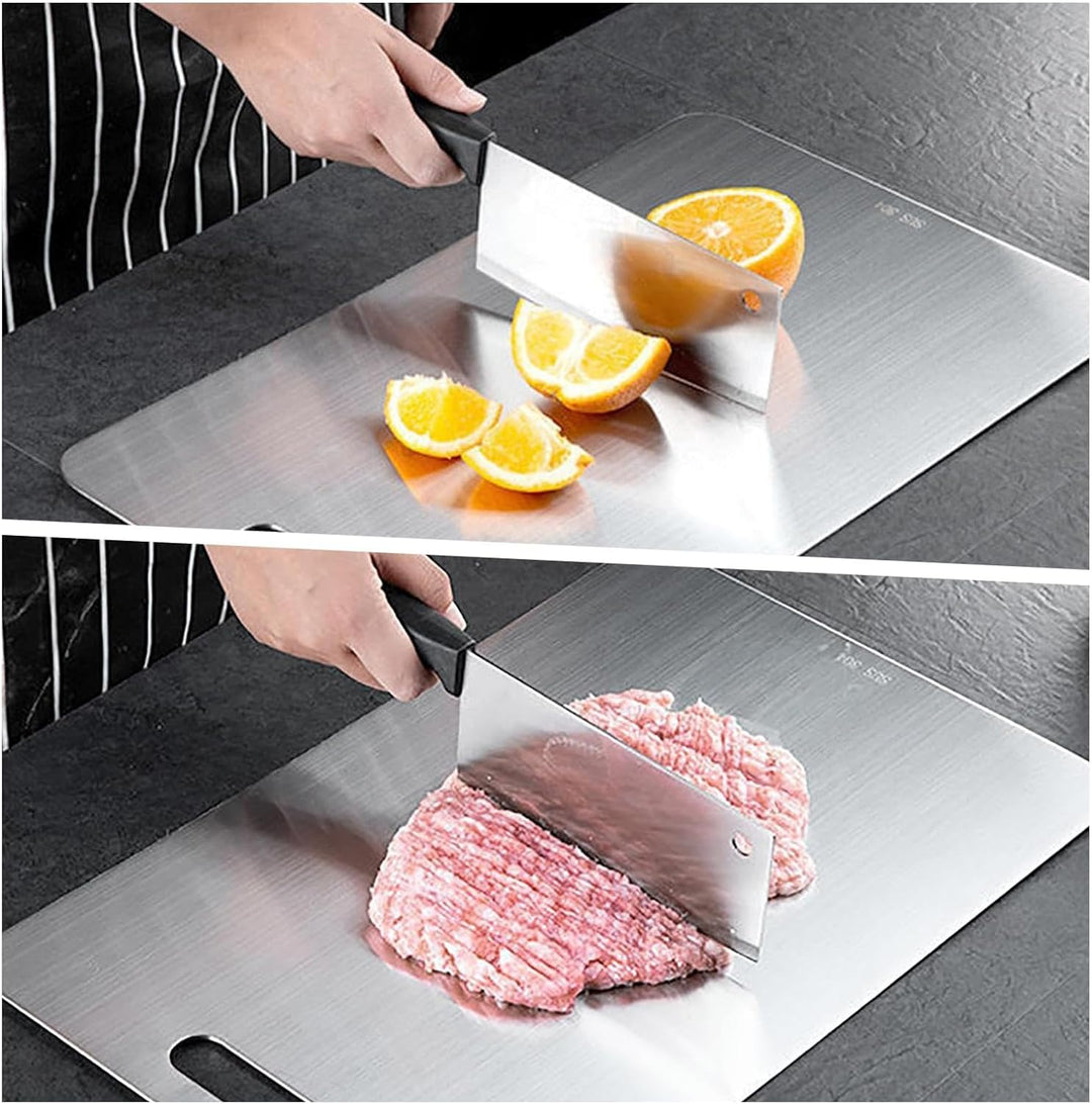3 Stück Titan Schneidebrett Set, 304 Edelstahl Titanium Cutting Board, Doppelseitiges Lebensmittel G