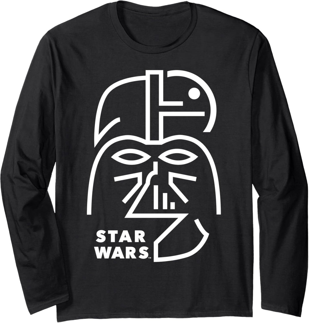 Star Wars Darth Vader Minimal Outlined Portrait Langarmshirt