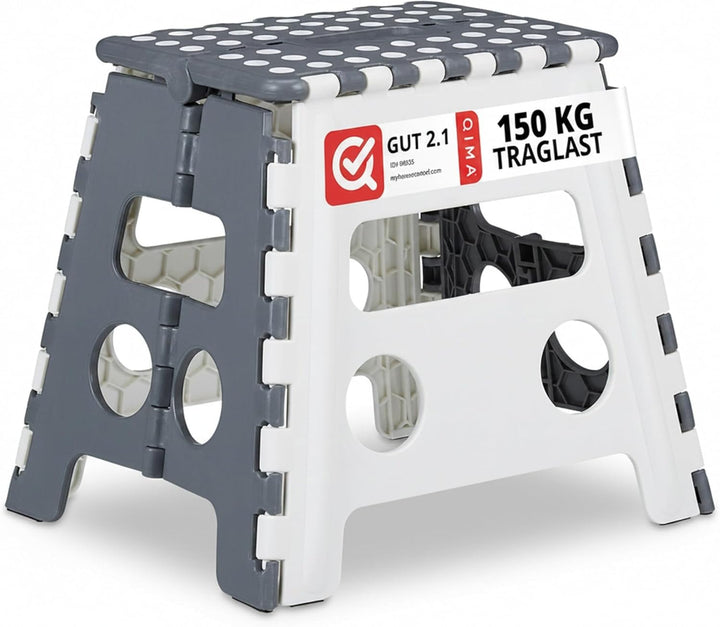 Relaxdays Tritthocker klappbar, einstufiger Klapphocker mit Griff, bis 120 kg, Kunststoff, 32 x 37 x