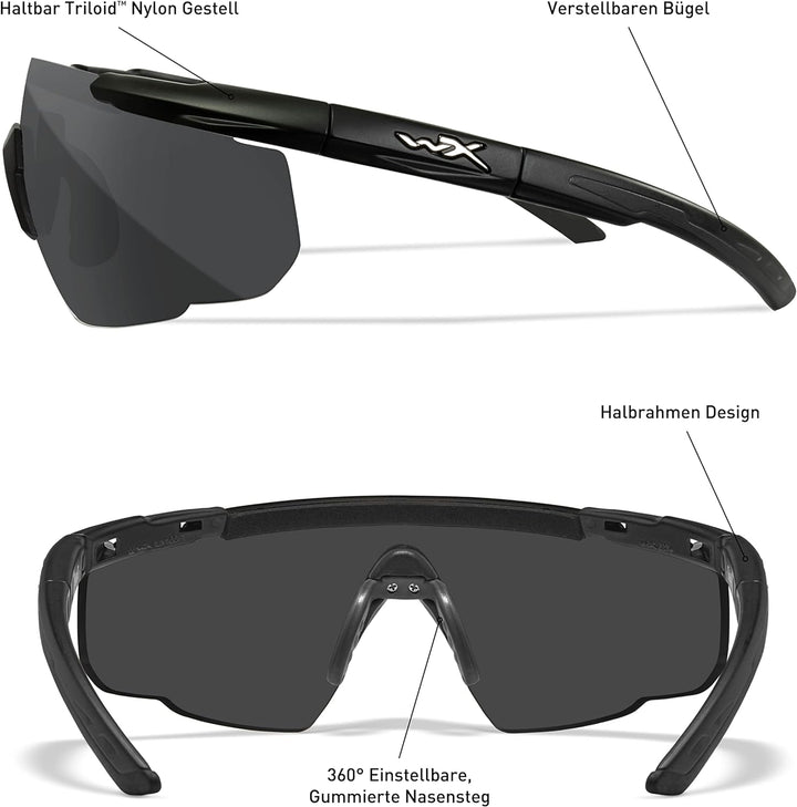 Wiley X Herren Saber Advanced Schutzbrille (1er Pack) L Grau Gläser | Matt Schwarz Gestell, L Grau G