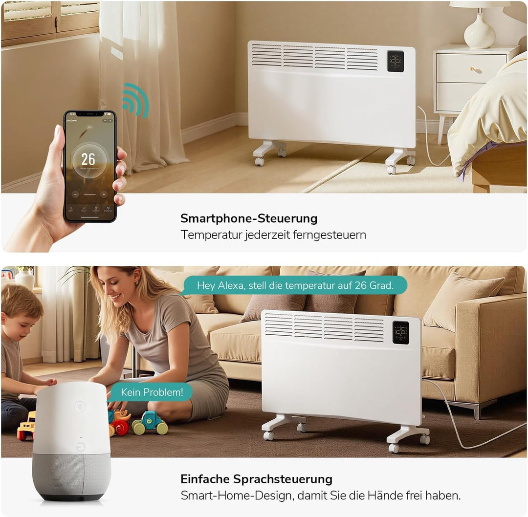 EMKE Smart Elektroheizung Energiesparend 2000W, Konvektor-Heizung Elektrisch mit WLAN & App-Steuerun