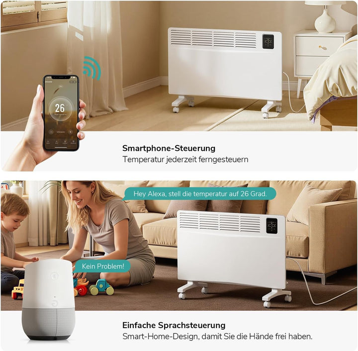 EMKE Smart Elektroheizung Energiesparend 2000W, Konvektor-Heizung Elektrisch mit WLAN & App-Steuerun