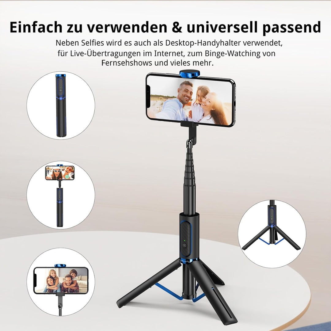 ATUMTEK Selfie Stick Stativ, 3-in-1 Ausziehbares Aluminium Handy Stativ mit kabelloser Bluetooth-Fer
