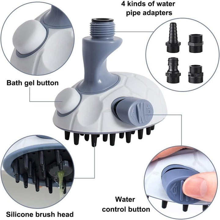 Haustier Duschkopf, Haustier Duschsprüher, Haustier-Badebürsten-Sprühset mit 4 Sprinkler-Adapter für