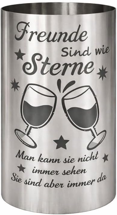 Feuertonne aus Stahl mit Spruch Freunde sind wie Sterne