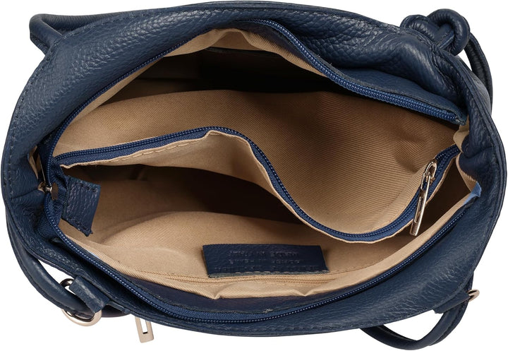 Cluty Shopper Rucksack Kombination Echt Leder Damen - 016715 Blau, Blau