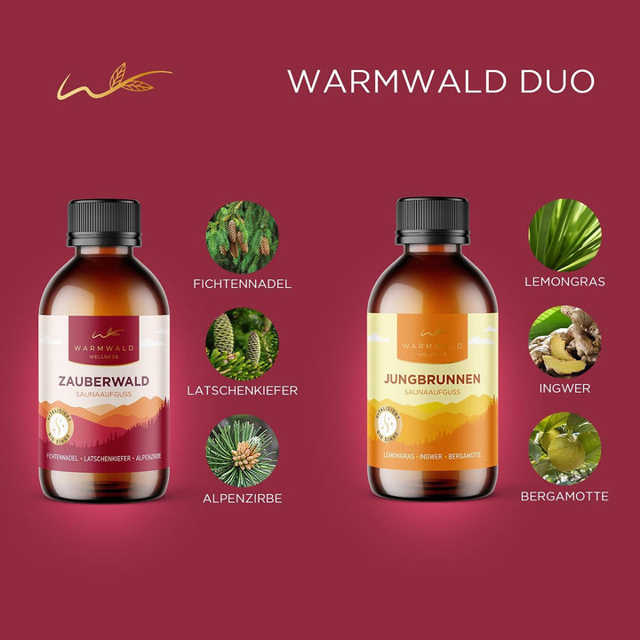 Warmwald - Saunaaufguss - Sauna Aufgussmittel mit natürlichen ätherischen Ölen - Saunaöl - Saunaduft