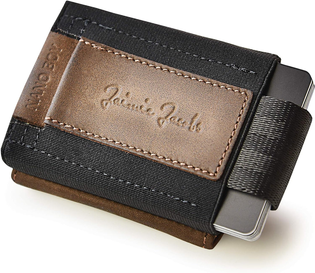 Jaimie Jacobs Nano Boy Pocket mit Gravur Slim Wallet Minimalistische Geldbörse mit Münzfach (Büffell