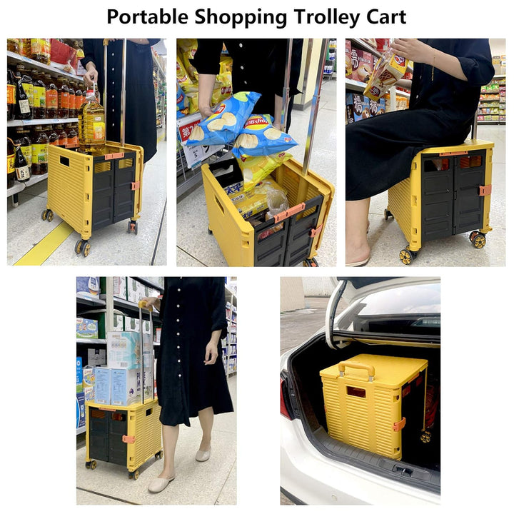 Faltbarer Einkaufswagen, 54L/45kg Hohe Kapazität Multifunktionaler Tragbarer Gebrauchswagen mit Tele