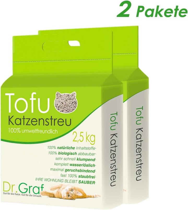 Tofu Katzenstreu, 100% natürlich, Innovative Klumpstreu, geruchsfrei, komplett wasserlöslich， biolog
