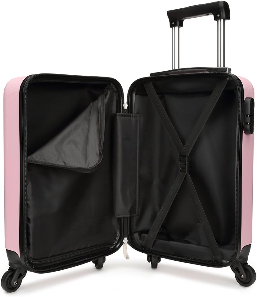 KONO Hartschale Koffer Trolley Rollkoffer Zwillingsrollen ABS Handgepäck Bordgepäck 4 Rollen, 48cm 1