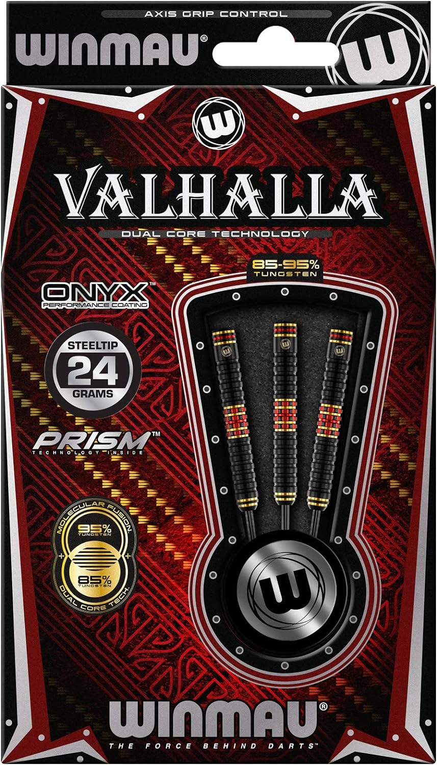WINMAU Valhalla Profi Stahlspitze Wolfram Dartpfeile mit Flüge und Stiele (Wellen) 24g Steeltip, 24g