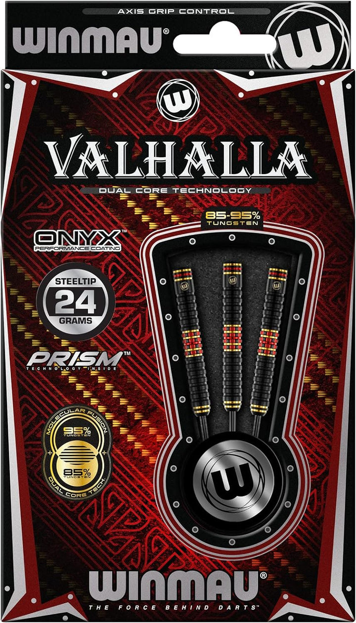 WINMAU Valhalla Profi Stahlspitze Wolfram Dartpfeile mit Flüge und Stiele (Wellen) 24g Steeltip, 24g