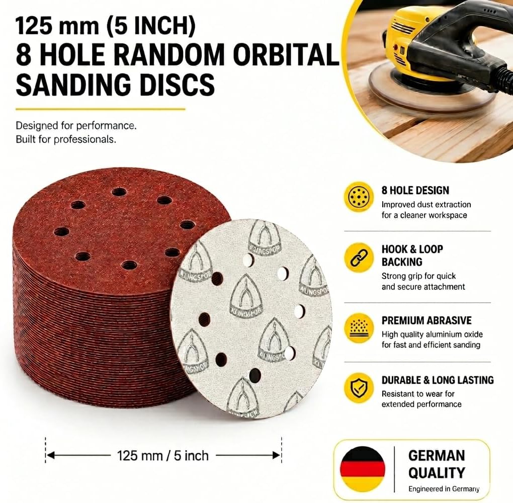 Klingpsor 89486 - PS 22 K Schleifscheibe mit Papierunterlage, selbstbefestigend, ⌀125 - Korn 40, 50