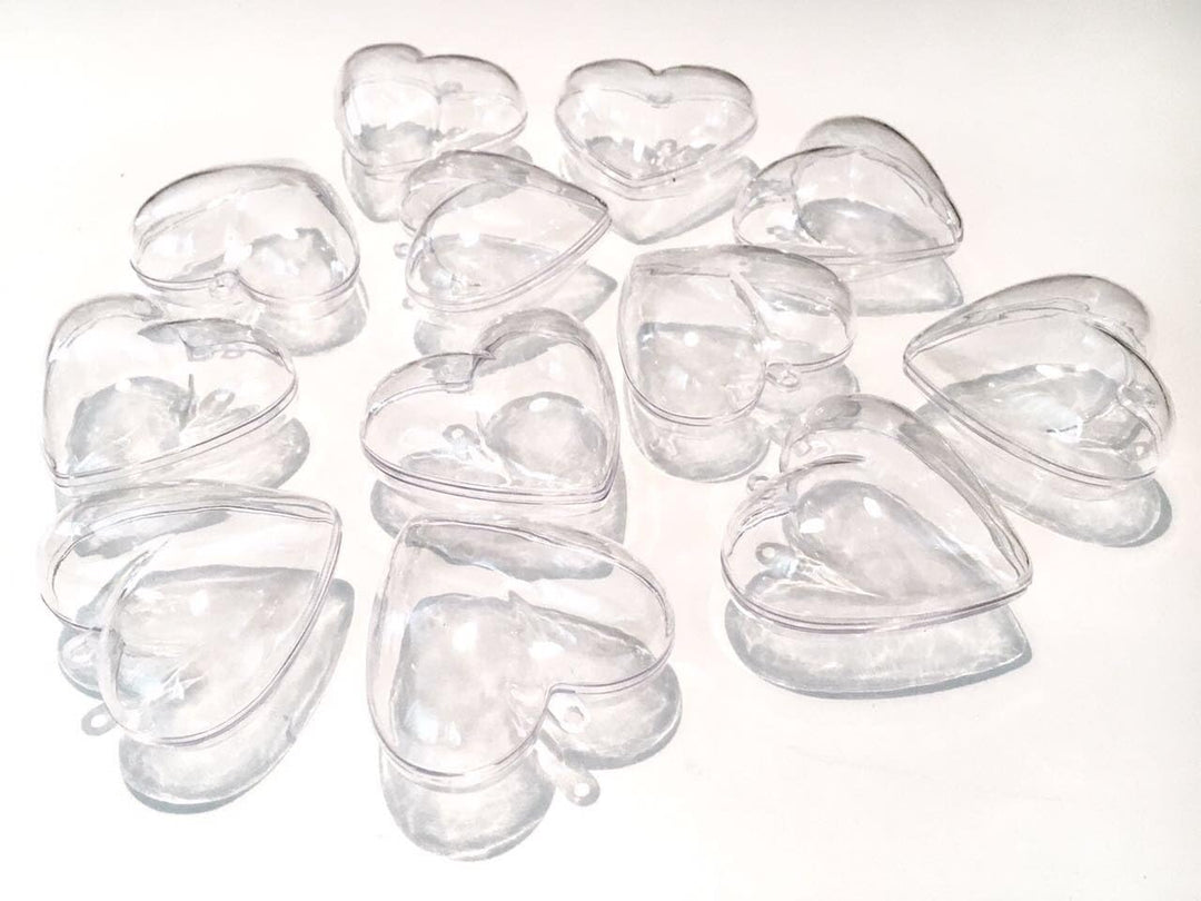 CRYSTAL KING 20 Stück Acrylformen Acryl Herzen teilbar 6,5cm Durchsichtige Kugel zum Aufhängen Baste