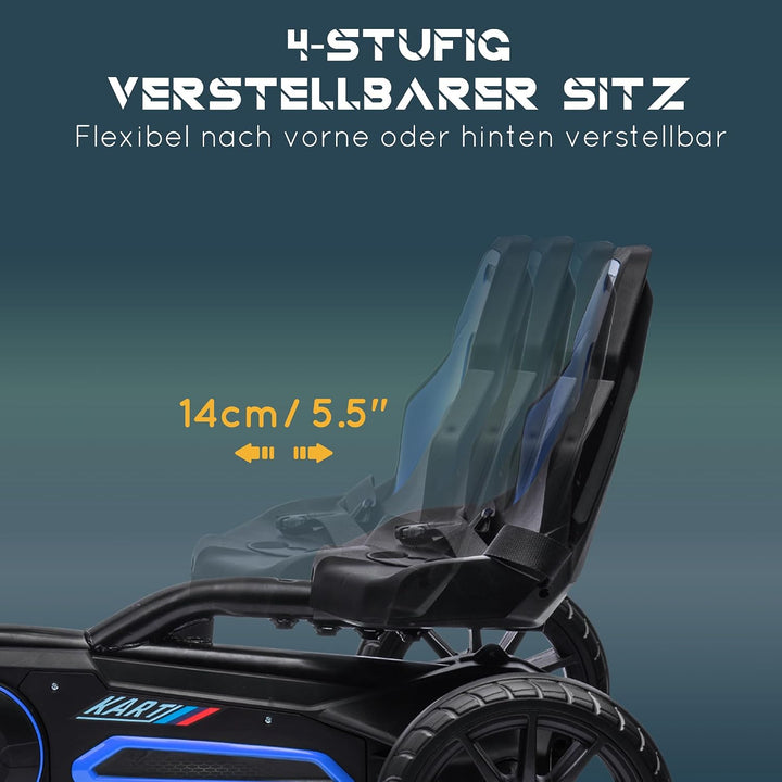 HOMCOM Gokart Tretauto mit Handbremse für Kinder 3-8 Jahren Schwarz | Verstellbarem Sitz, Vor- und R
