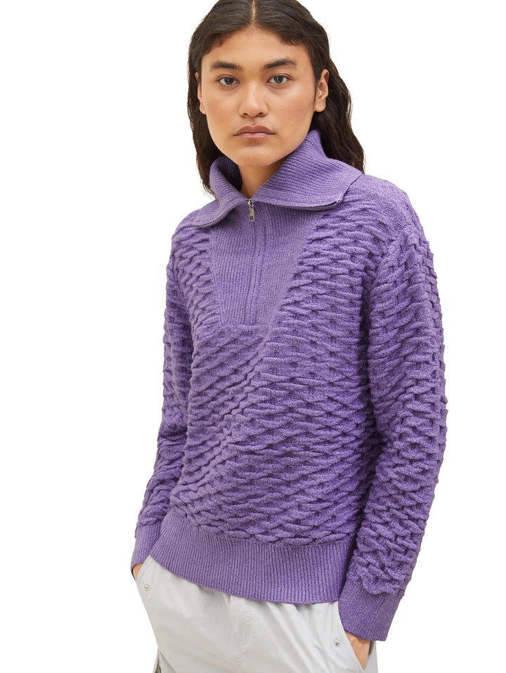 TOM TAILOR Denim Damen Basic Troyer Pullover L 32255-lilac, L 32255-lilac