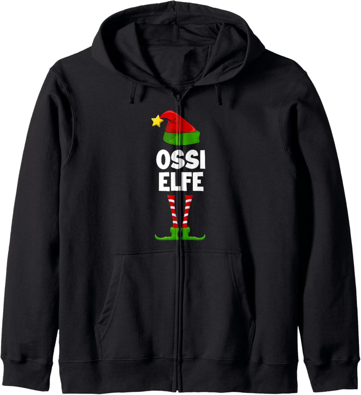 Ossi Elfe Partnerlook Familien Elfen Outfit Xmas Weihnachts Kapuzenjacke