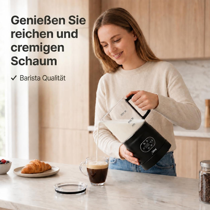 Olvy Milchaufschäumer Elektrisch 500W 3-in-1 Heiss Kalt Erwärmen Schwarz Black, Black
