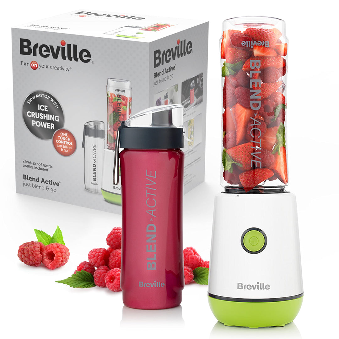 Breville Blend Active VBL246 persönlicher Mixer und Smoothie-Maker, 350 W, 2 tragbare Mix-Active-Fla