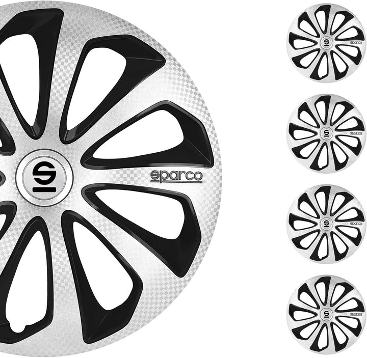 Satz Sparco Radzierblenden Sicilia 16-Zoll Silber/Schwarz/Karbon