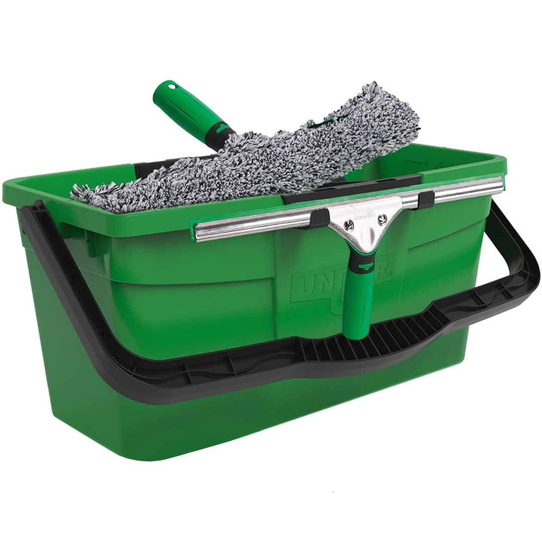 Unger Fenster Reinigungs-Set (Fensterwischer, Trägerteil, Mikrofaser-Bezug, Eimer 18 L, Breite 35 cm