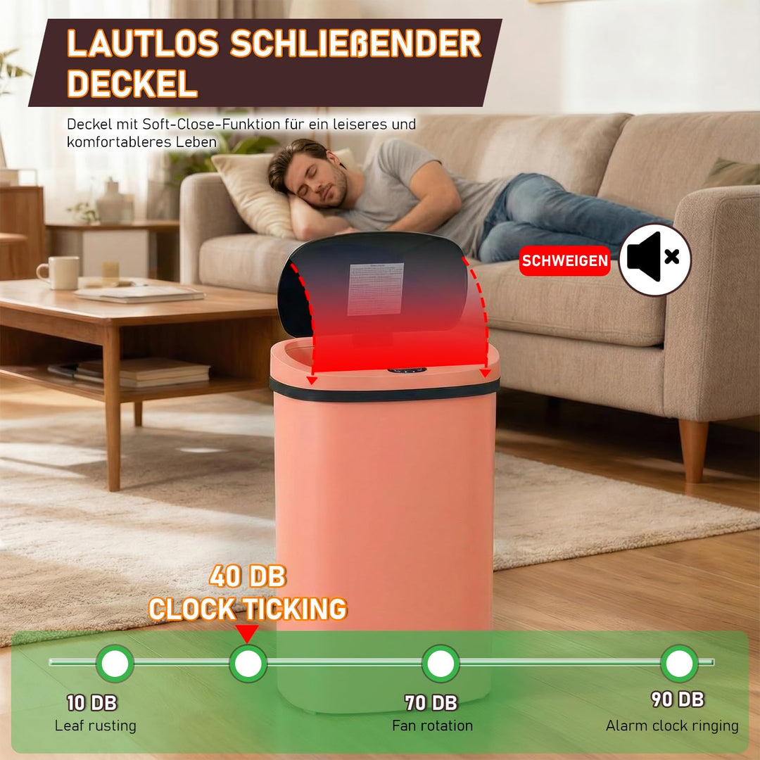 FDW Mülleimer mit Sensor & Deckel, Kunststoff, 50 L Küchenmülleimer, Smart, Automatisch, Berührungsl