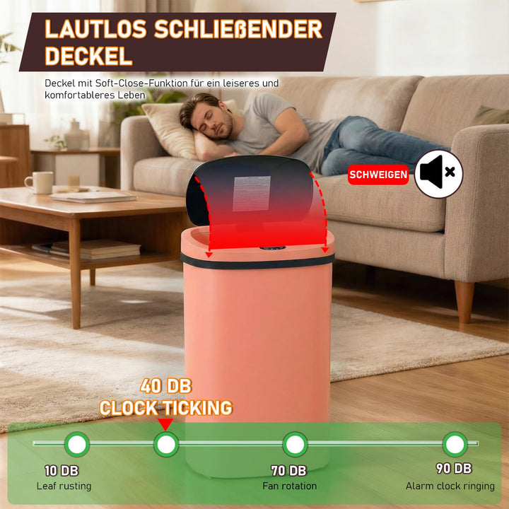 FDW Mülleimer mit Sensor & Deckel, Kunststoff, 50 L Küchenmülleimer, Smart, Automatisch, Berührungsl