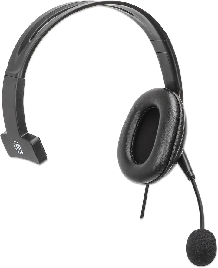 Manhattan Mono USB-Headset Links/rechts tragbar 2m Kabel, Schwarz