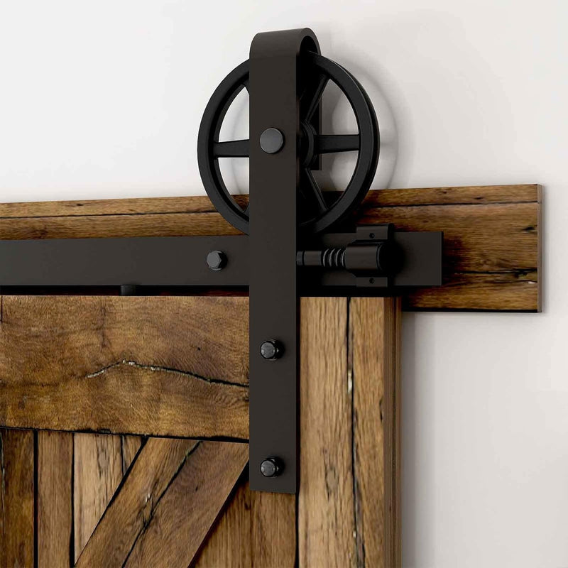 243cm/8FT Schiebetürbeschlag Set Schiebetürsystem Zubehörteil für Schiebetüren Innentüren, Schwarz/S
