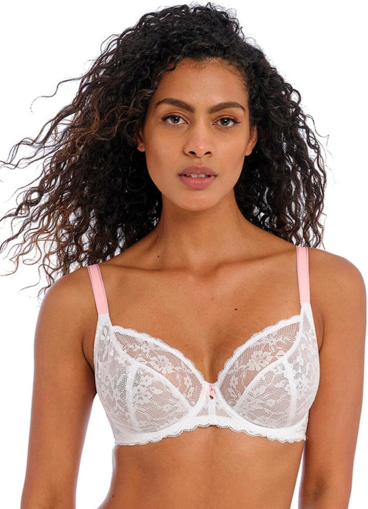 Freya Damen Offbeat Bügel Plunge-BH, Durchsichtig 80D Weiss, 80D Weiss/Opulenter Garten