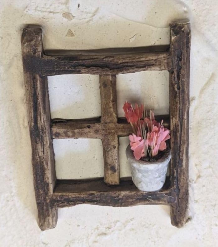 menta-modellbau 2 x Fenster Almstadl für die alpenländische Krippe, Krippenbau, Braun, Holz, Natur,