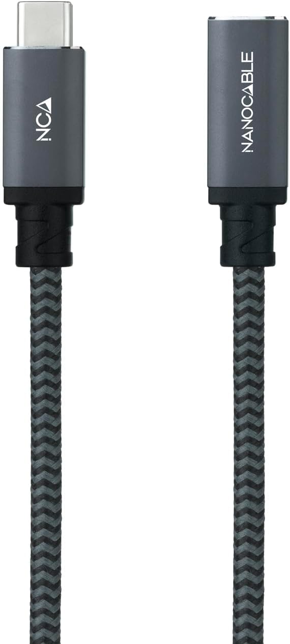 Nano Cable 10.01.4501-L150-COMB USB 3.2 Gen2X2 Kabel, 100 W, 4K/60 Hz, USB-C/M-USB-C/H, Schwarz/Grau