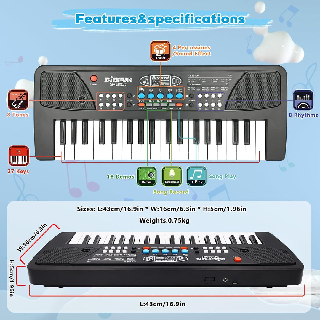 37 Tasten Kinder Klavier mit Mikrofon,Klavier Keyboard Kinder,Einführendes Musiktraining,Elektronisc