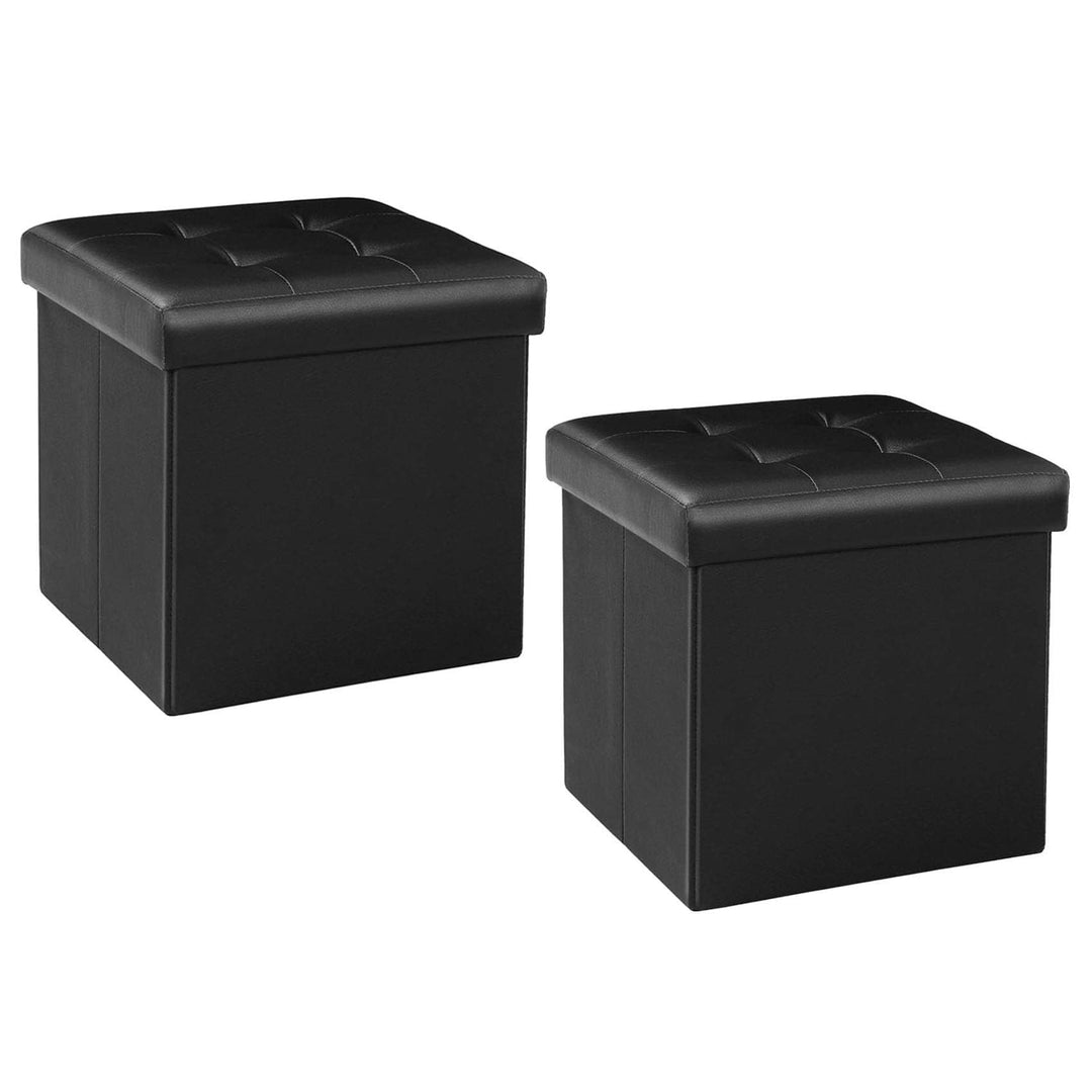 Bonlife Fussbank Truhen Aufbewahrungsbox mit Deckel Pouf Hocker Kiste Faltbarer Sitzhocker Mit Staur