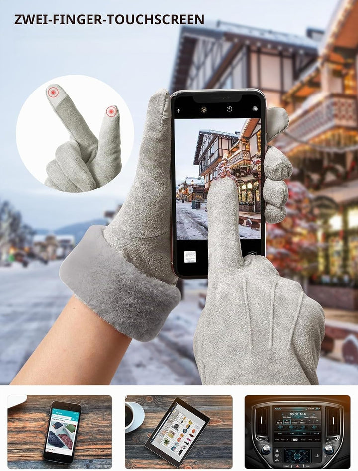 vislivin Handschuhe Damen Winter Warm Handschuhe Touchscreen Handschuh mit Gefütterte Grau L, Grau L