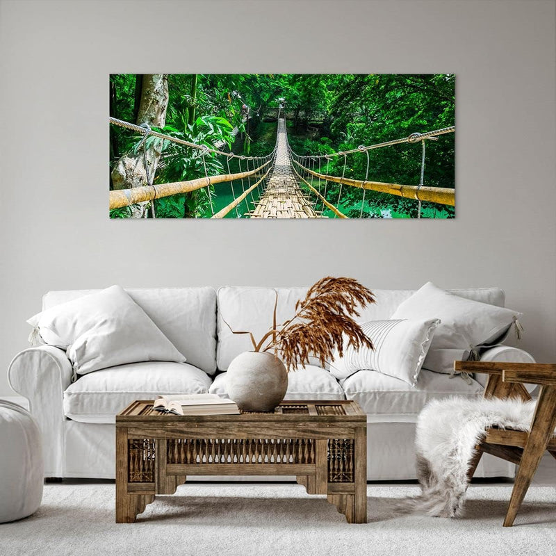 Wandbilder Dekoration Wohnzimmer Gehweg Baum Holz Steg Panorama Bilder auf Leinwand 120x50cm Leinwan