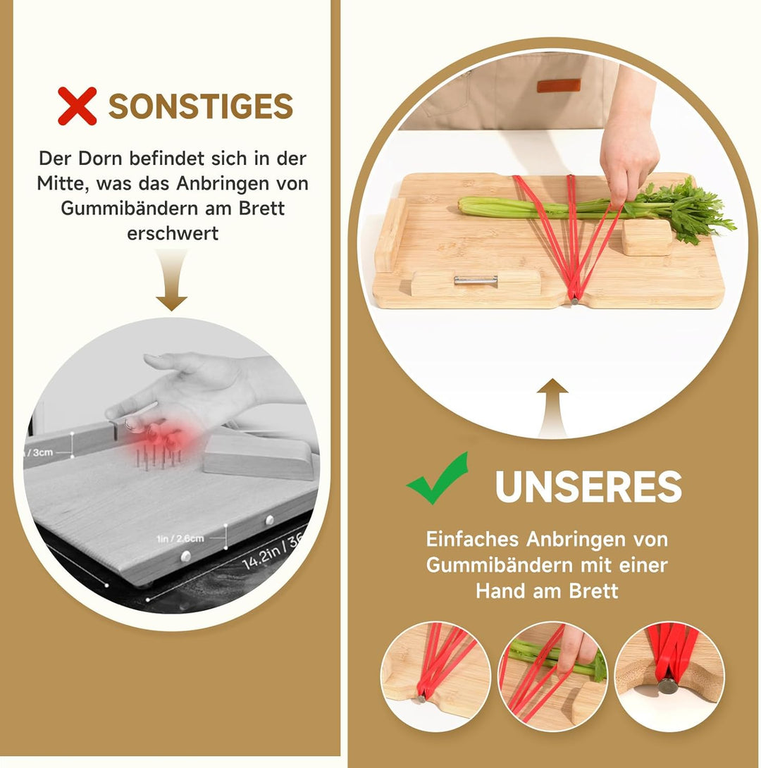 TYYIHUA Einhand-Schneidebrett, Adaptives Schneidebrett mit Schäler, Brotstoppern und Stahlspikes, Ha