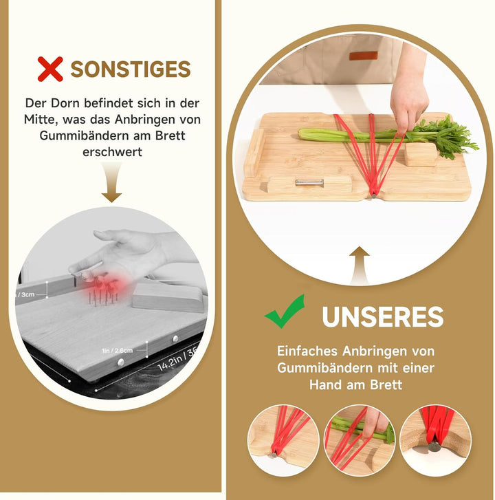 TYYIHUA Einhand-Schneidebrett, Adaptives Schneidebrett mit Schäler, Brotstoppern und Stahlspikes, Ha