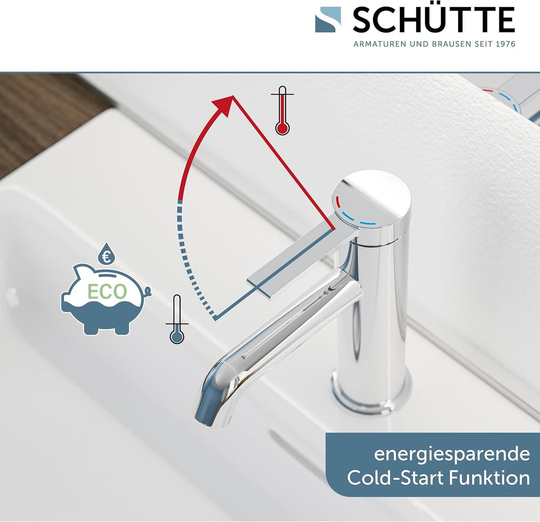 SCHÜTTE Waschtischarmatur LOS ANGELES 33100, Wasserhahn Bad mit Ablaufgarnitur, Armatur Badezimmer,