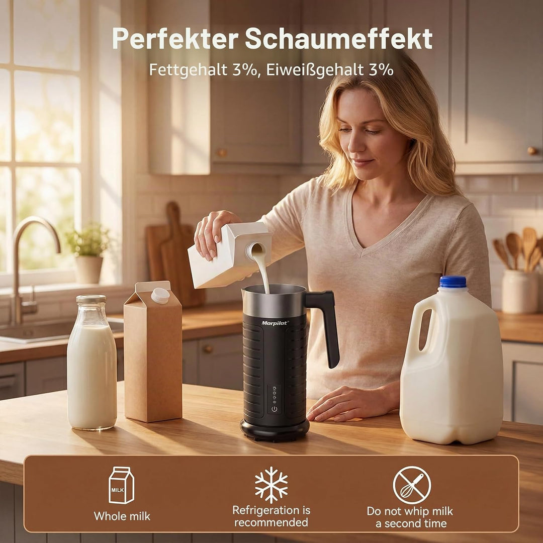 Morpilot Milchaufschäumer Elektrisch 4 in 1 – Spülmaschinenfest (Einzigartig), 75-240ml, leise &amp; sch