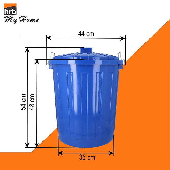 HRB Maxitonne 50 Liter blau, Tonne aus stabilem Hartplastik, abnehmbarer Deckel mit Metallverschlüss