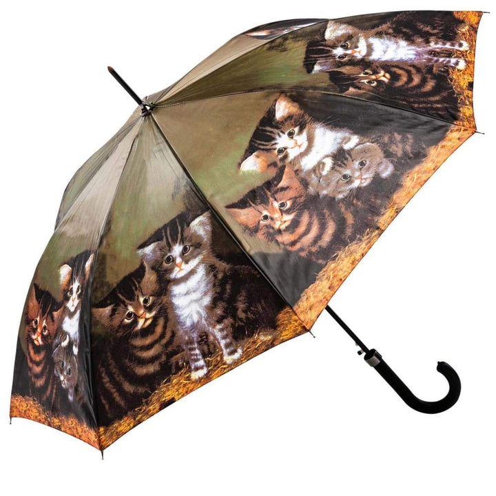 LUCKYWEATHER Regenschirm Stockschirm Damen Motiv J. C. Wilsion Four Kittens Auf-Automatik I Stockreg