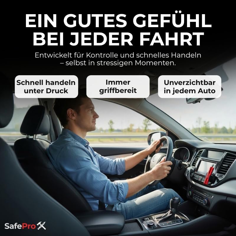 Notfallhammer Auto mit Gurtschneider - Lebensrettender Kompakt Federkörner Glasbrecher - Sicherheit